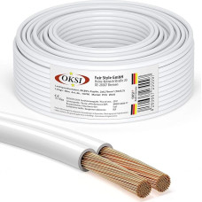 OKSI Speaker Cable - 2 x 0.75 mm² - 50 m, White Copper Cable for HiFi, Connection of Audio Stereo to Amplifier, Surround Sound System, TV Home Cinema and Car Radio. Made in Germany, 50 m 2 x 0.75 mm²