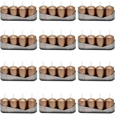 Pillar Candles Bronze Varnished 48 Pieces (12 x 4 Pieces), Size Approx. 50 x 80 mm Advent Candles Christmas Candles Pillar Candles