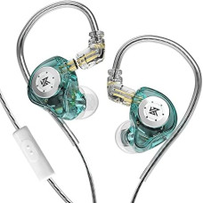 CCA KZ EDX Pro In-Ear Monitor Headphones Wired IEM Headphones Dual DD HiFi Stereo Sound Headphones Noise Cancelling Earbuds Cyan with Microphone