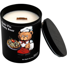 Hot Apple Pie Teddy Bear Scented Candle, Soy Wax, Candle with Crackling Wooden Wick, Handmade Candle 200 g, Burn Time up to 60 Hours. Elena Days