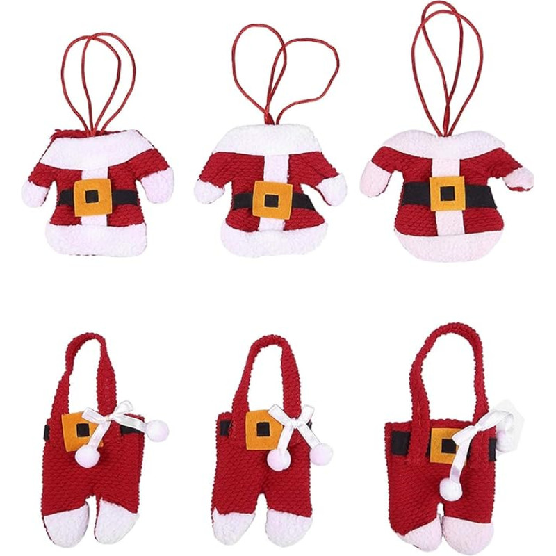 himaly Christmas Tableware Bag 6 Pieces Christmas Decoration Bag Table Decoration Tableware Bag Tableware Pocket Knife and Fork Christmas Decoration Table Decoration Santa Costume