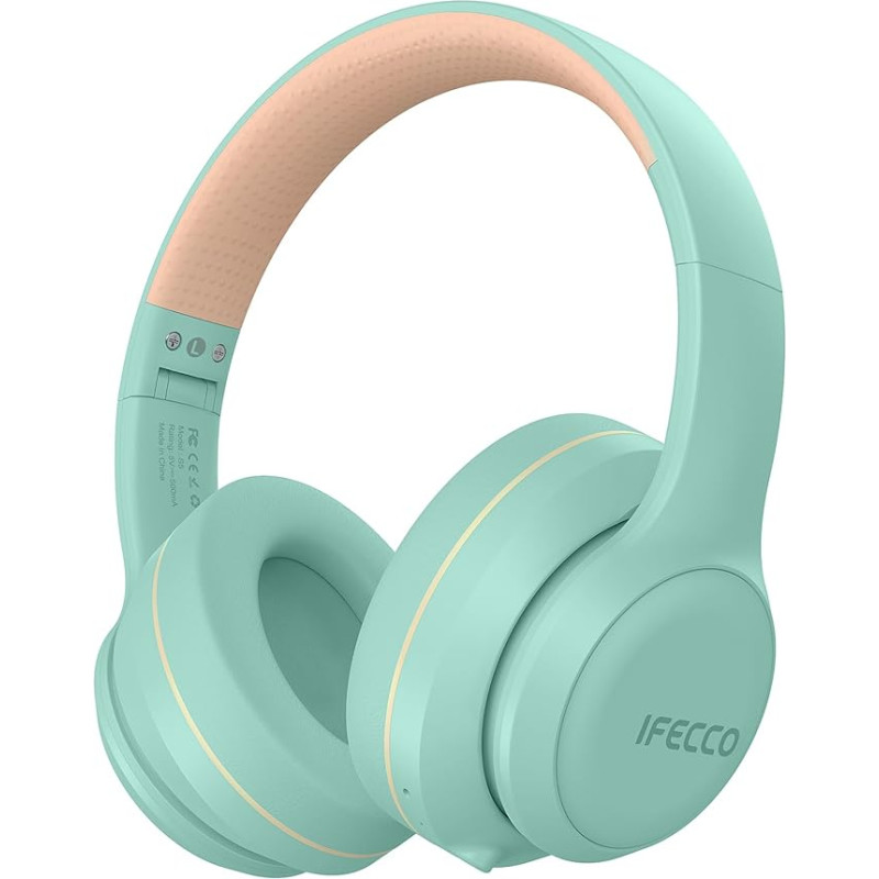 IFECCO Bluetooth Headphones, Over-Ear Headphones Wireless with Microphone, Foldable HiFi Stereo Wireless Headphones for Travel, Office, Mobile Phone, PC (Green)