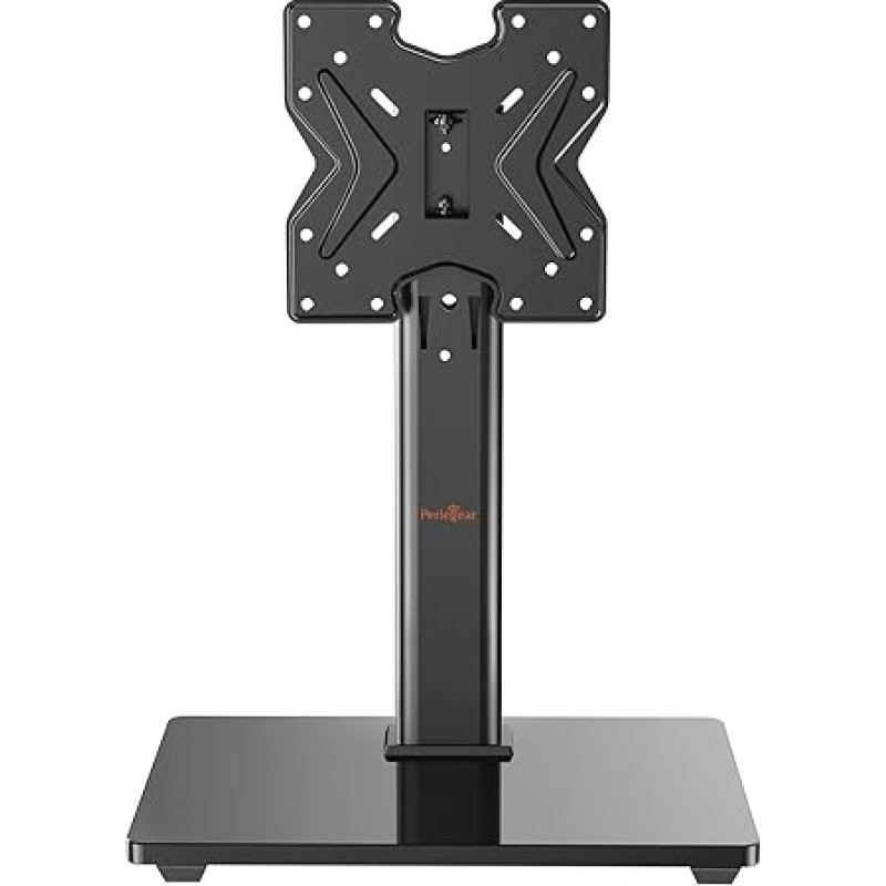 Perlegear Swivel Universal TV Stand, Table TV Stand for 19-43 Inch TVs/Monitors/PC, Height-Adjustable TV Stand with Tempered Glass Base, Max VESA 200 x 200 mm