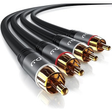 CSL - Stereo RCA Audio Cable - 5 m - 2 x RCA to 2 x RCA Audio Cable - AUX Inputs - Metal Plug Gold-Plated Cable Double Shielded