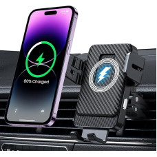 MOKPR Car Mobile Phone Holder with Charging Function, 15 W Fast Car Mobile Phone Holder, Car Ventilation, Automatic Clamping Mobile Phone Holder, Inductive Charging for iPhone 16/15/14/13, Samsung etc