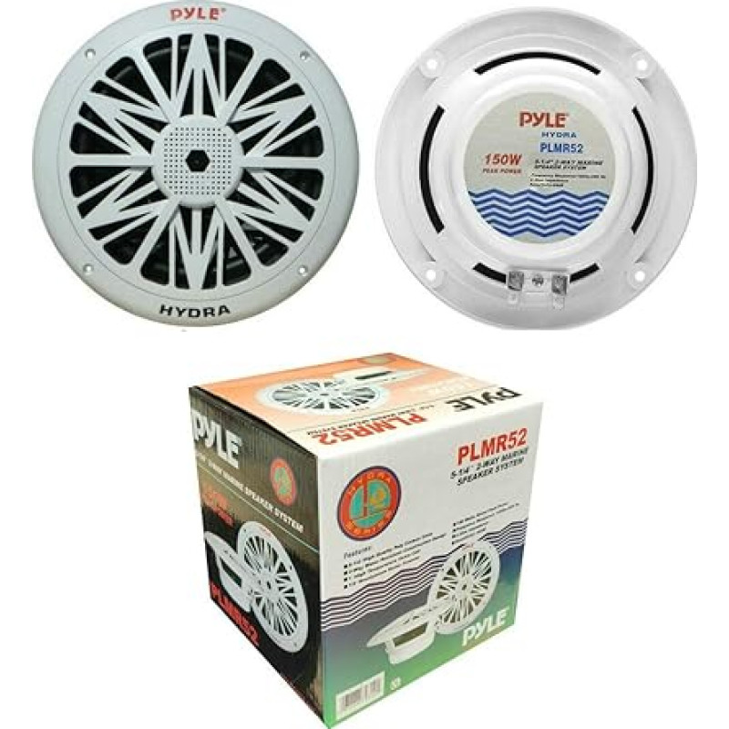 2 x 2-Way Speakers Compatible with Pyle PLMR52 5.25 Inch 13.00 cm 130 mm 75 Watt RMS 150 Watt Max Waterproof and Sunproof Exterior White in Pair