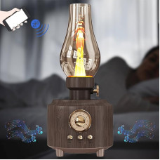 ZONSUSE Retro Kerosene Bluetooth Speaker with LED Light, Bluetooth Box with Night Light, Portable Music Box Bluetooth, Speaker Bluetooth, Powerful Bass High Volume Bluetooth 5.0 (Walnut Grain A)