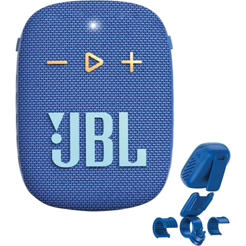 JBL Box Wind 3S Portable Mini Bluetooth Speaker Waterproof with Clip for Sports, Bicycle and Scooter - Bass Boost - Blue