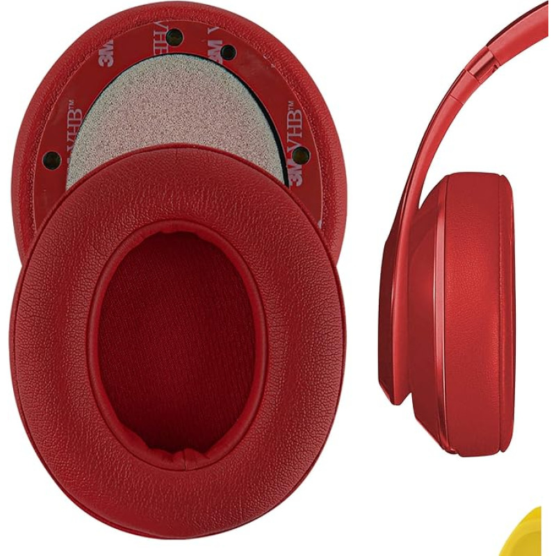 Geekria QuickFit Ersatz Ohrpolster für Beats Studio 3 (A1914), Studio 3.0 Wireless Kopfhörer Ohrpolster, Headset Ohrpolster, Ohrmuscheln Cover Reparaturteile (Rot)