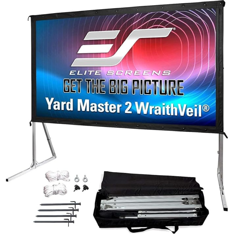 Elite Screens OMS135H2-DUAL Mobile Garden Canvas Yard Master 2 Dual 299 Projection Screen Black