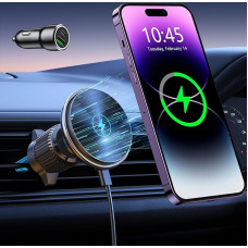 EOIWUY Compatible with MagSafe Car Holder with Charging Function, 15 W Fast Charging Inductive Mobile Phone Holder, Car Magnet with Charging Function, Wireless Charger Car Compatible with iPhone