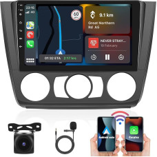 [2+64G] SIXWIN Android 13 Car Radio for BMW 1 Series E81/E82/E87/E88 (2004-2011) with Carplay/Android Auto/Mirrorlink, 9 Inch Capacitive Touchscreen Supports WiFi/GPS/FM/Bluetooth + AHD Camera