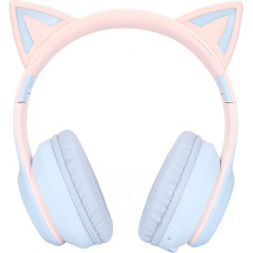 Gaming Headphones with Microphone, Bluetooth Cat Ear Headphones, Wireless Headphones with 3.5 mm Aux Cable, 7 Colours LED Lights and 4 LED Light Modes (Blue)