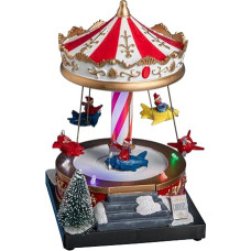 FEERIC CHRISTMAS Battery Operated Carousel with Light and Music, Ideal for Christmas Decoration, Quiet Operation, Batteries Included