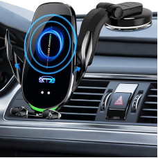 Mobile Phone Holder Car with Charging Function, Smart Sense: Qi 15 W Fast Wireless Charger Car Inductive Charging Automatic Induction Car Charger Car Suction Cup for iPhone 12/13/14 Pro Max Mini Plus