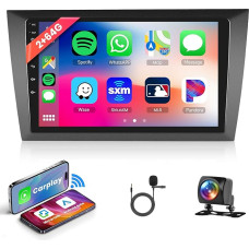 2G + 64G Wireless Carplay Android Car Radio 2 DIN for VW Golf 6 2008-2016 with Android Car Navigation GPS WiFi 9 Inch Car Radio with Mirror Link Bluetooth FM/RDS/DAB/OBD/DVR Steering Wheel Control