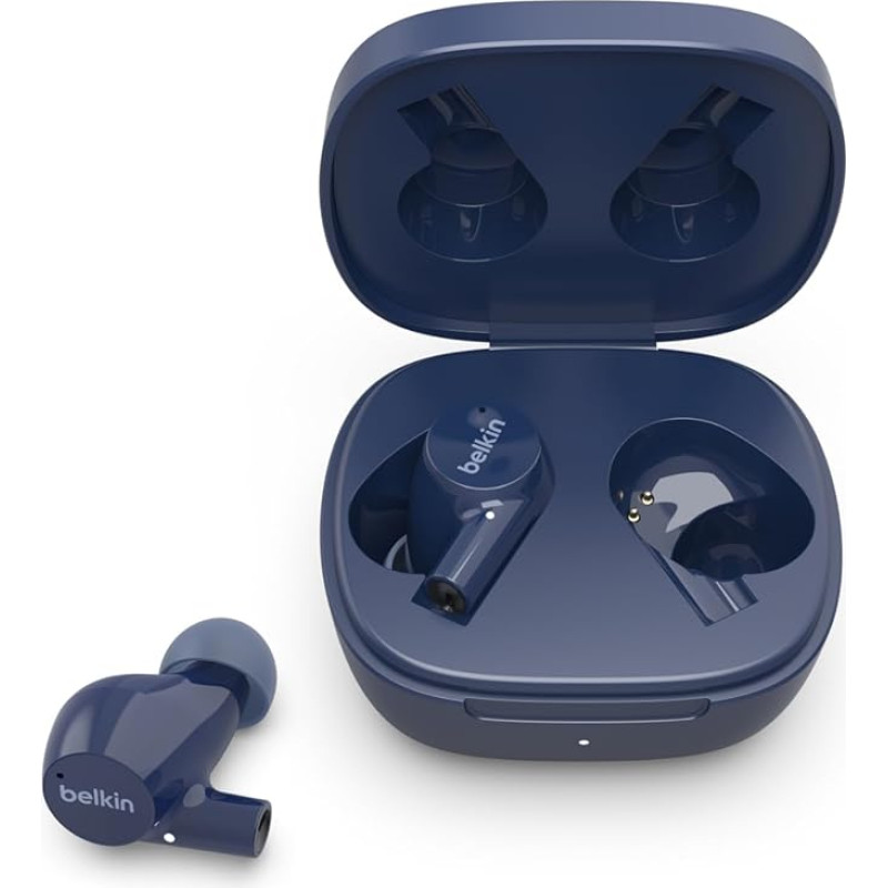 Belkin AUD004 Wireless SoundForm Rise True Wireless Bluetooth 5.2 In-Ear Headphones with Charging Case, Blue