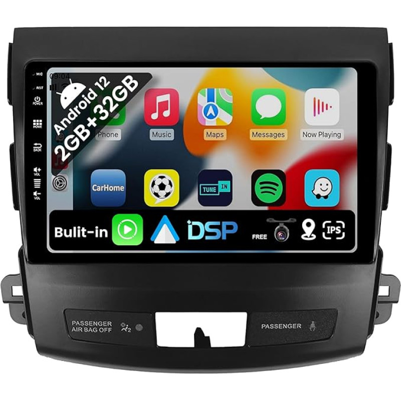 JOYX Android 10 Car Radio Suitable for Mitsubishi Outlander (2008-2015) - [2G + 32G] - Reversing Camera Free - 2 DIN - 9 Inch - Supports DAB Steering Wheel Control 4G WiFi Bluetooth 5.0 Carplay