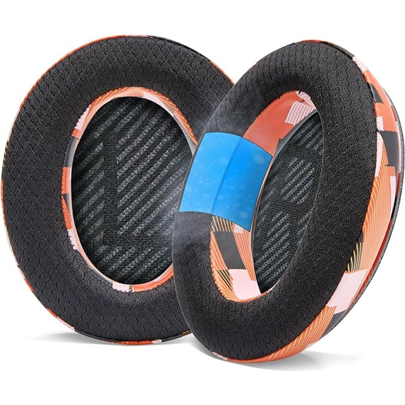 WC Freeze QC35 - Cooling Gel Ear Pads for Bose QC35 and QC35ii (QuietComfort 35) Headphones and More | Breathable Sports Fabric, Cooling Gel, Extra Thick and Cooler Longer | Orange Prism