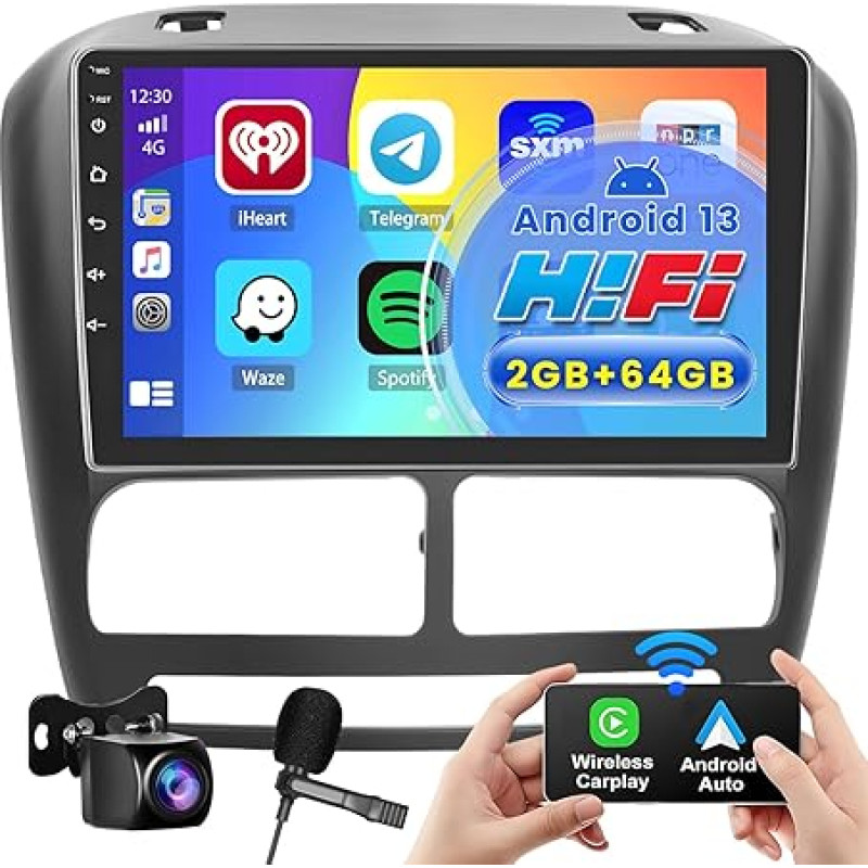 2GB + 64GB Hikity Android 13 Car Radio for Fiat Doblo 2010-2015/Opel Combo 2011-2018 with Wireless Carplay/Android Car 9 Inch Touchscreen Car Radio with Navigation FM RDS SWC Mic Reversing Camera