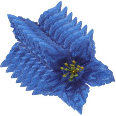 Ciieeo Pack of 7 Christmas Tree Glitter Artificial Flowers Colourful Poinsettia Flowers Faux Glitter Flowers for Christmas Wreath Tree (Blue)