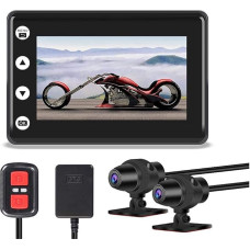 VSYSTO Dashcam Motorcycle Camera 1080p Double Lens Camera Motorcycle Front Rear WiFi Waterproof 140° Wide Angle Sports Camera 3.0 Inch LCD Screen with GPS Continuous Recording