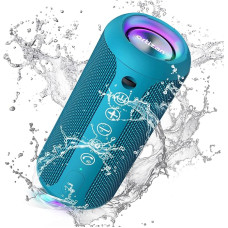 Ortizan Bluetooth Speaker, Bluetooth Box with LED Light, Portable Mini Music Box with Hands-Free Function, IPX7 Water Protection and 360° Surround Sound, Wireless Outdoor Speaker with AUX, TF