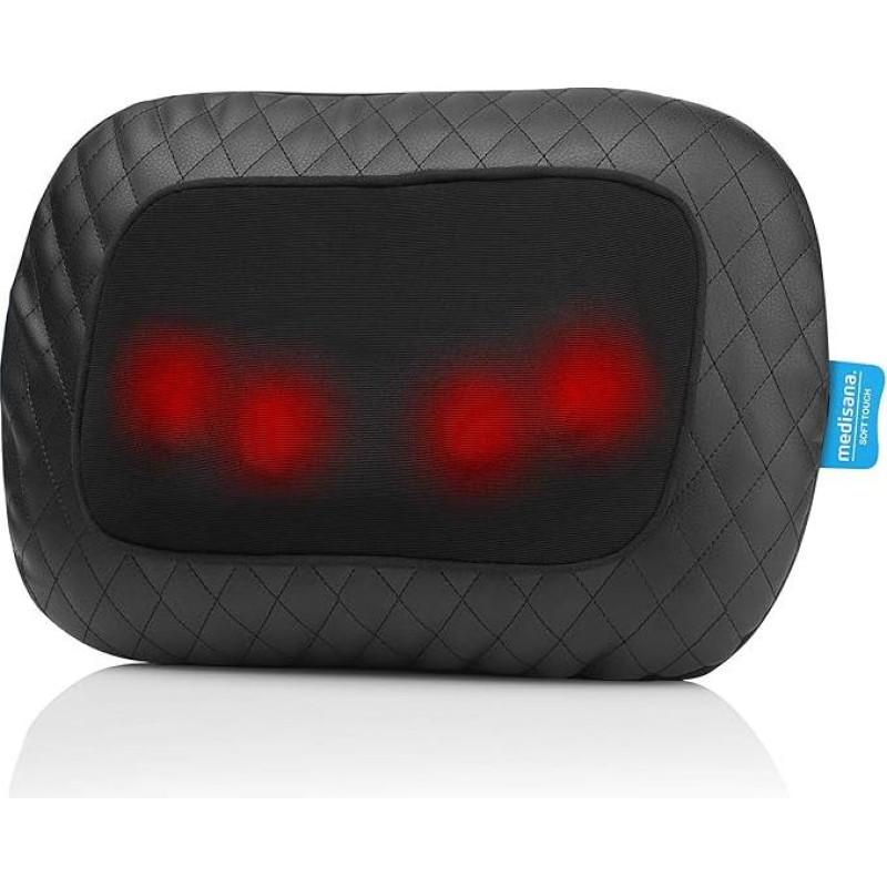 Medisana MCG 800 Gel Massage Pillow Heat Function 4 Rotating Gel Massage Heads Red Light with Chair Fixing for Neck, Shoulder, Back and Legs