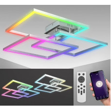 B.K.Licht - Smart Home LED Ceiling Light with App and Voice Control, Adjustable from Warm White to Cool White, Colourful RGB Light, Lamp, LED Ceiling Light, Living Room Lamp, 69.5 x 69.5 x 11.7 cm,
