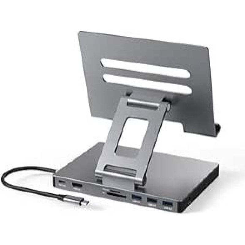 iPad Pro USB C Hub Stand, Adapter for iPad Pro M4 M2 M1 13 12.9 11 Inch iPad Air Docking Station Foldable with 4K 60Hz HDMI, PD Charging, SD/TF Card Reader, 3 USB 3.0, 3.5 mm Audio, iPad Dock