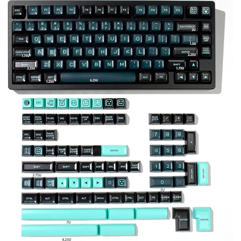 160 klavišų Doubleshot Keycaps SA profilio monstras Keycaps rinkinys tinka 60 % 65 % 75 % 95 % Cherry Mx jungikliams ISO ANSI mechaninėms klaviatūroms