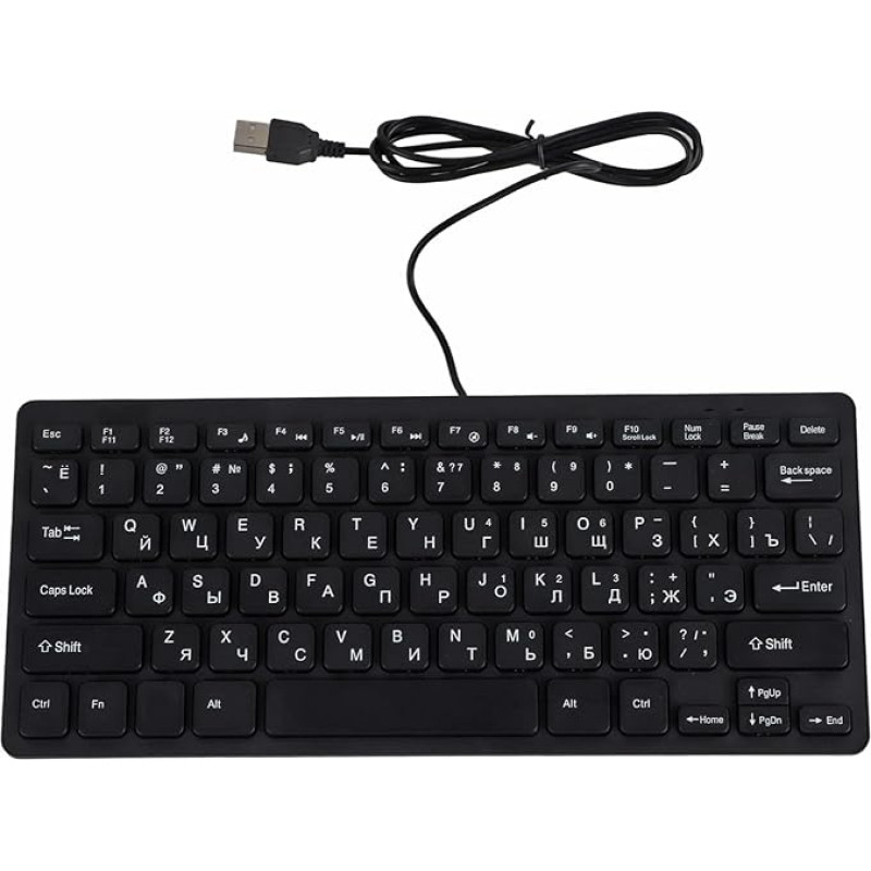 Yunseity Russian/French/German Keyboard, Wired USB Keyboard, Ultra Thin Compact Keyboard with 78 Keys for PC, Computer, Desktop (Russian)
