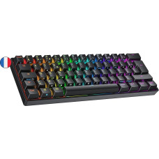 Ranked N60 Nova Mechanical 60 Percent Keyboard, Hotswap Gaming Keyboard, 62 Programmable Keys with RGB Lighting, PC/Mac Gamer, AZERTY French (Black, Kailh Box Jade)