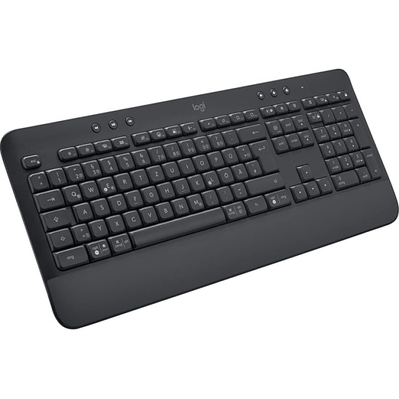 Logitech Signature K650 Comfort Wireless Keyboard with Wrist Rest, BLE Bluetooth/Logi Bolt USB Receiver, Soft Touch Keyboard, Numpad, PC/Windows/Mac, Italian QWERTY - Grey