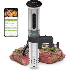 KitchenBoss Sous Vide Stick Cooker: 1100W Precision Cooker Wi-Fi Sous Vide Stick App Control Sous Vide Rod Circulation 40℃-90℃ IPX7 Waterproof LED Touch Display Ultra Quiet Diving Circulator