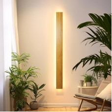 LED Wall Light Indoor Wooden Wall Lamp Bamboo Wood Long Wall Light 31 W Warm White 3000 K Lamp Wood Modern Wall Lighting for Bedroom Living Room Hallway Staircase Interior Lighting Night Lamp 100 cm