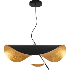 Simple LED Pendant Light, Modern Acrylic Metal Lamp, Creative Aluminium Pendant Light, Height-Adjustable Pendant Light, Living Room, Bedroom, Study (Black, 60 cm)