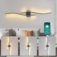 Long LED Wall Light Indoor 100 cm, 35 W LED Wall Lamp 3000 K - 6500 K Dimmable 5%-100% Modern Up Down Wall Lighting Black Hallway Lamp Wall with Remote Control & App for Living Room, Bedroom