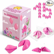 D&D Fun Cookies Pink Lucky Cookies Pack of 15 | Pink Lucky Cookies | Great Gift for Guests | Lucky Cookies for Wedding | Individually Packed | Chinese Lucky Cookies | Fortune Cookies