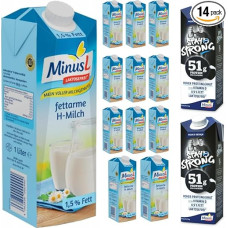 With Pufai Grocery, Minus L H Milk 1.5% Fat Lactose Free 1000 ml x 12 Pieces + L Stay Strong H Milk High Protein Content 1000 Mililitres x 2 Pieces