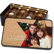 Personalised Chocolate Tin Merry Christmas Star Design - 12 Confectionery Chocolates in Gift Tin - Gift Christmas Chocolate Gift Idea