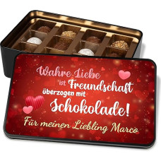 Valentine's Day Gifts - Personalised Metal Tin with 12 Confectionery Chocolates 