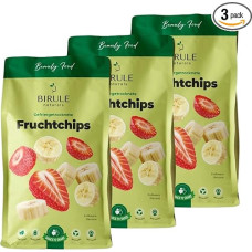BIRULE Naturlas Liofilizuotų vaisių traškučiai iš braškių ir bananų (3 x 120 g) 100 % gryni vaisiai be pridėtinio cukraus Idealiai tinka sportui, biurui, mokyklai, kelionėms, vitaminų užkandžiams