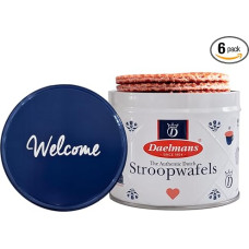 Daelmans Stroopwafel Welcome Tin - Box of 6 Tins - 230 g per Tin - 8 Stroopwafels per Tin (Pack of 48)