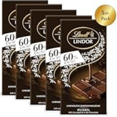 Lindt & Sprüngli Lindor Blackboard Extra Dark 60 % 5 pakuočių (5 x 100 g)