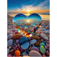 Diamond Painting for Adults and Children, 5D Diamond Painting Pictures Landscape Set, DIY Diamond Crystal Arts Craft Cross Embroidery Painting Kits Home Wall Decor (Beach 30 x 40 cm)
