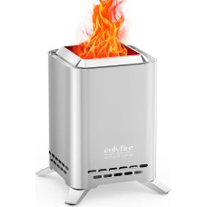 tikfire Stalo židinys su puodų laikikliu ir krepšiu, 2-in-1 lauko kvadratinis ugniakuras, ugnies dubenys sodui, stovyklavietei, terasai, kūrenamas malkomis ir granulėmis, nešiojamasis stalo židinys, sidabrinės spalvos