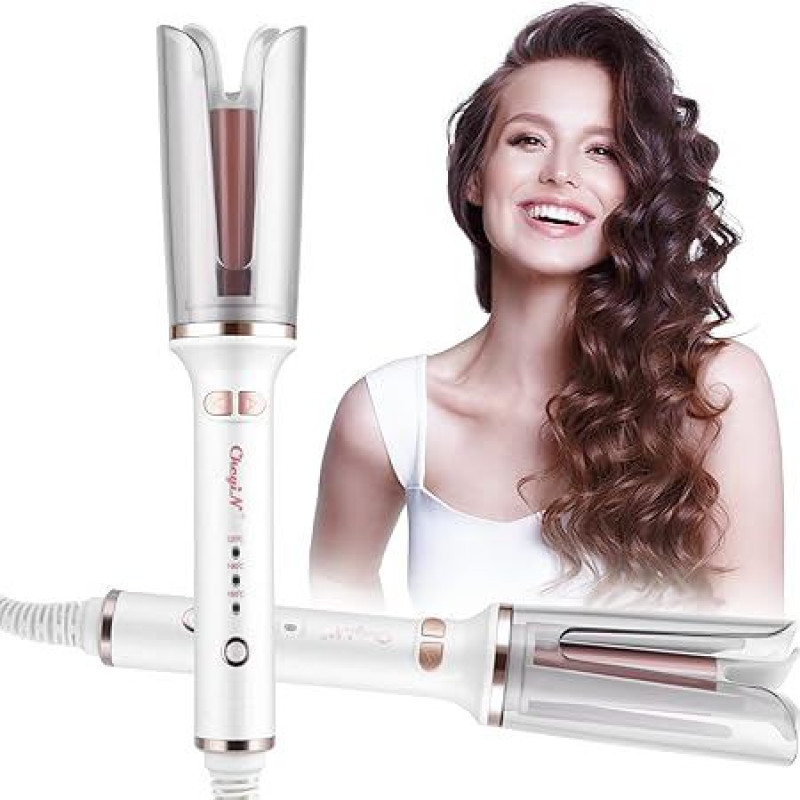 CkeyiN Automatic Curling Iron, Curling Iron, Portable Curling Iron, Ceramic Barrel with 4 Temperature Settings, Intelligent Curling Iron