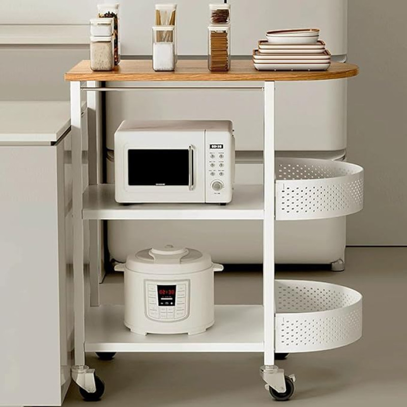 Riedantis vežimėlis Virtuvės vežimėlis su ratukais Serviravimo vežimėlis: Virtuvės vežimėlis su krepšeliu, sandėliavimo lentyna Virtuvės lentyna Mikrobangų krosnelės laikiklis Virtuvės lentynos organizatorius su stalviršiu, knygų lentyna (balta, 3