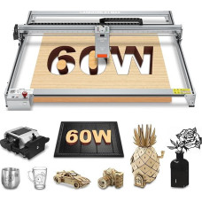 LASER TREE 60 W lazerinės graviravimo staklės su oro pompa, 60 W galios lazerinio pjovimo staklės, 800 x 600 mm graviravimo plotas, 60 W lazerinis graviratorius su fiksuotu fokusavimo tašku, skirtas metalui, medienai